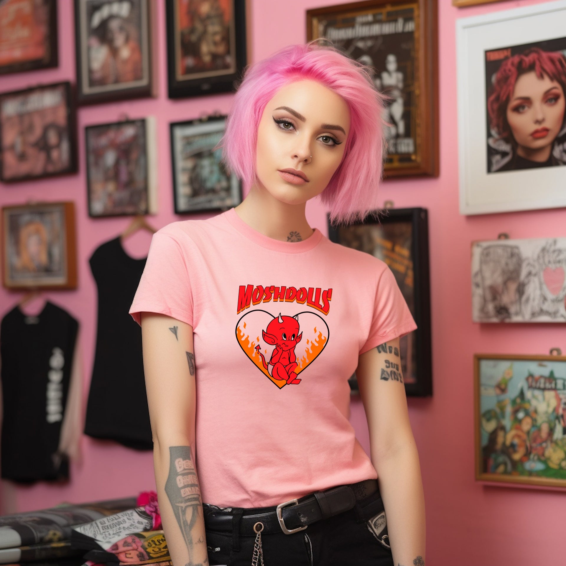 moshdolls, cheeky devil tee, devil heart, cute lil devil, punk, alternative style
