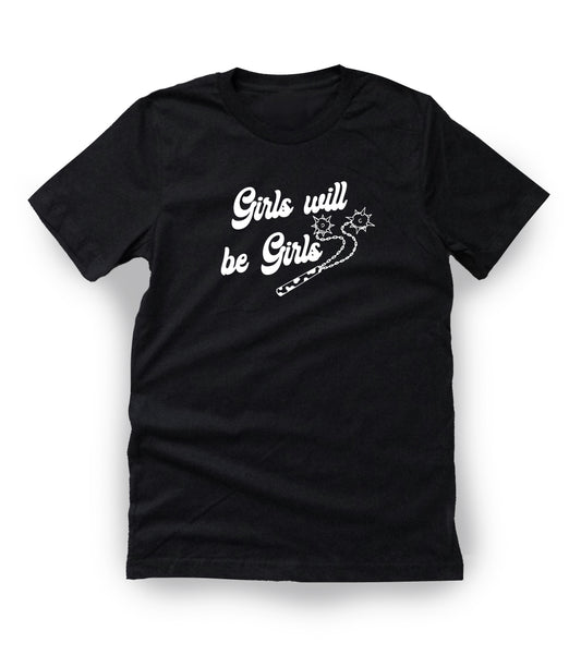 moshdolls, girls will be girls, alt style tee, feminist punk tee
