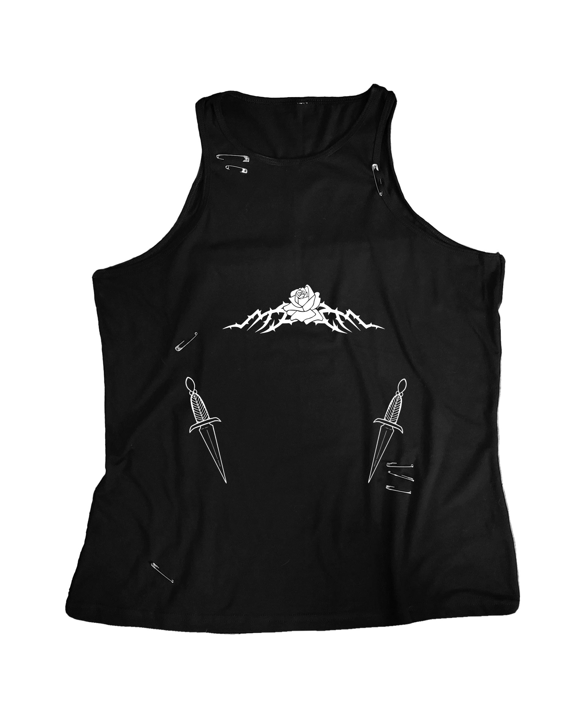 moshdolls, tramp tank, punk rock top, grunge style, tramp stamp, safety pins, punk tank