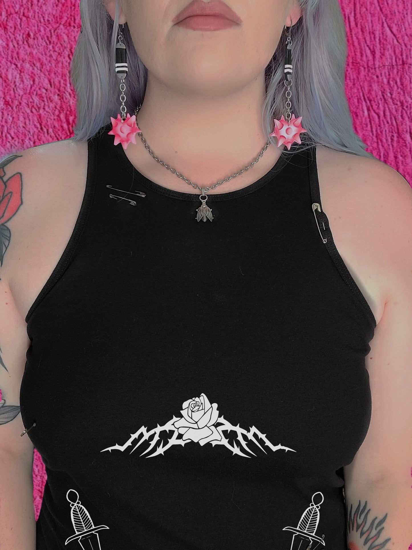 moshdolls, tramp tank, punk rock top, grunge style, tramp stamp, safety pins, punk tank
